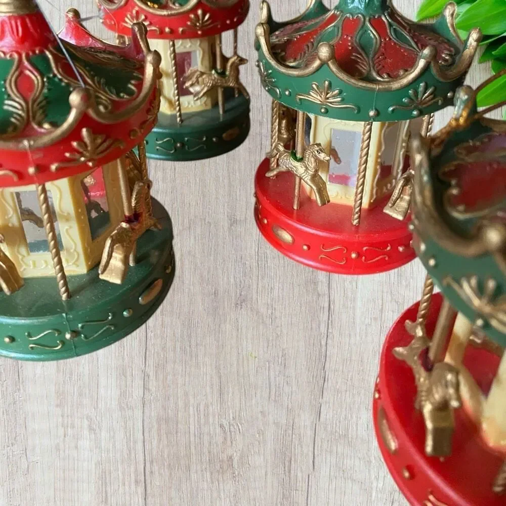 VTG 1990s Plastic Carousel Christmas Ornaments Set of 6 plus